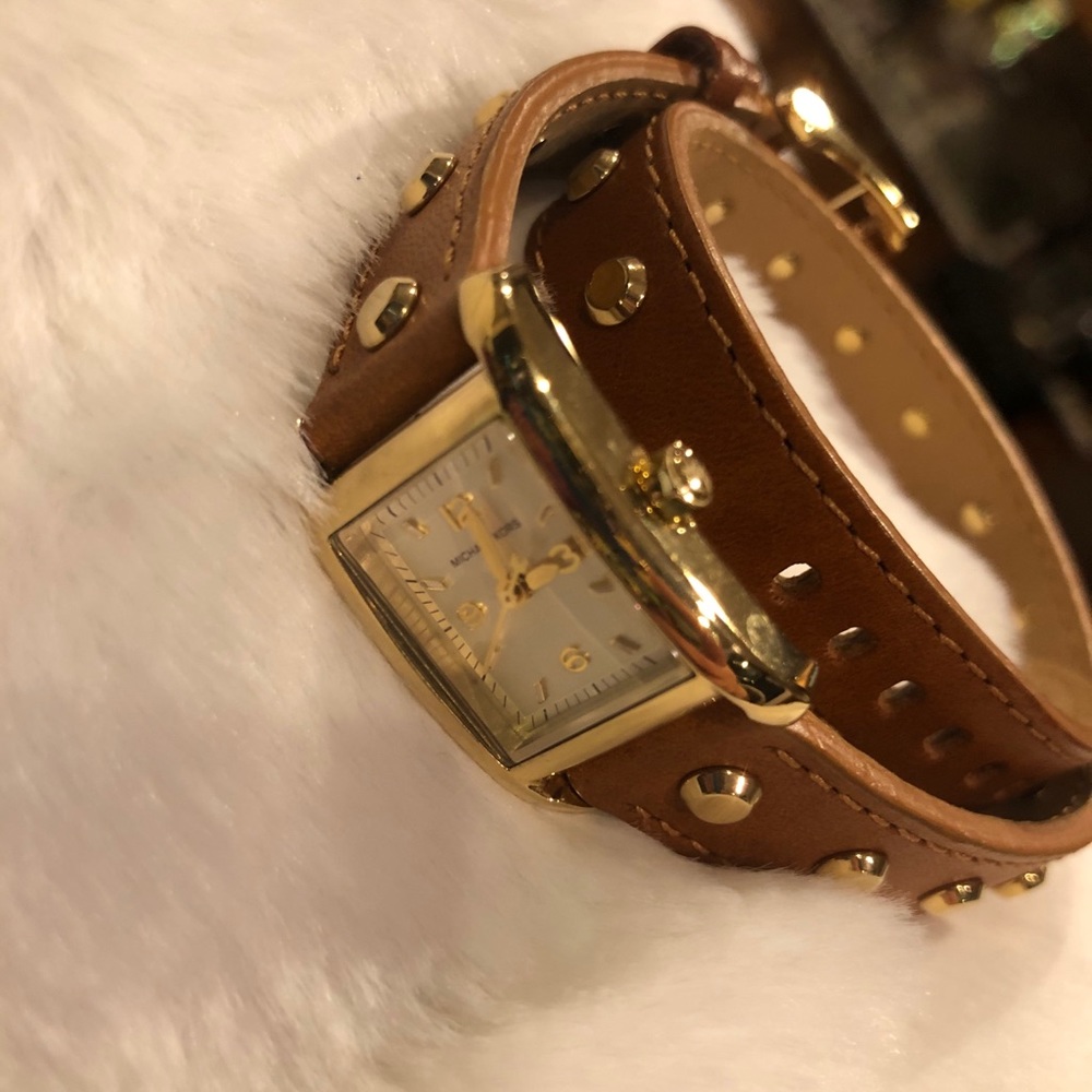 Michael Kors double wrap leather band watch